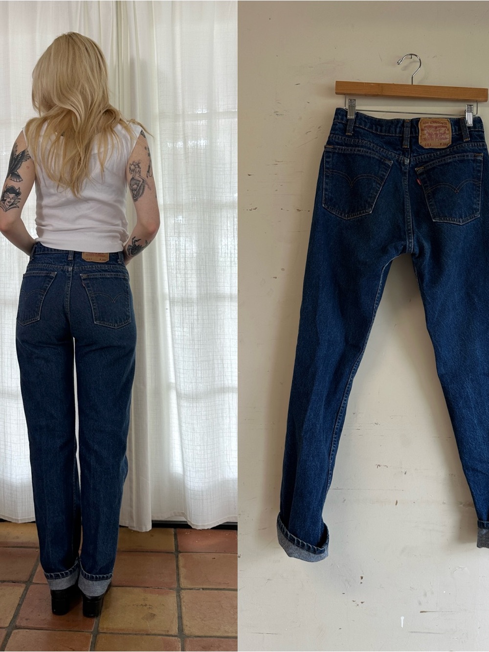 Vintage levis 505 denim dark wash 28” waist